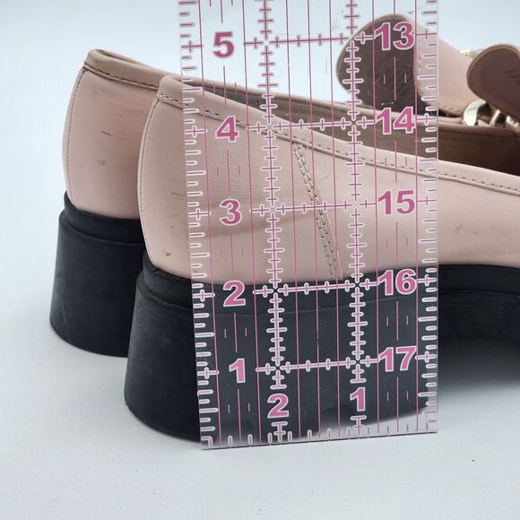 Open Edit Edellie Chunky Lug Sole Platform Loafers Gold Link Baby Pink Size 9